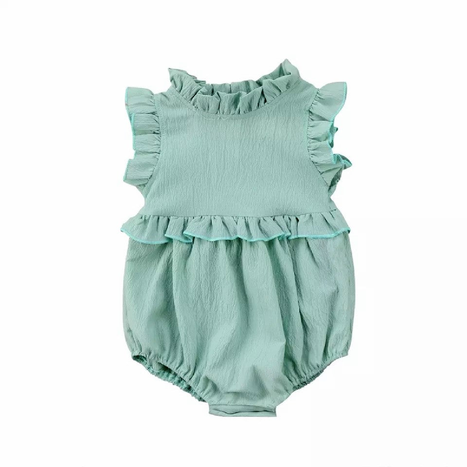 Nora Ruffle Romper Sage - Adassa Rose