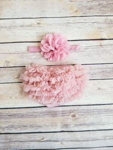 Vintage Pink  Bloomer And Headband Set Newborn Bloomer Set - Adassa Rose