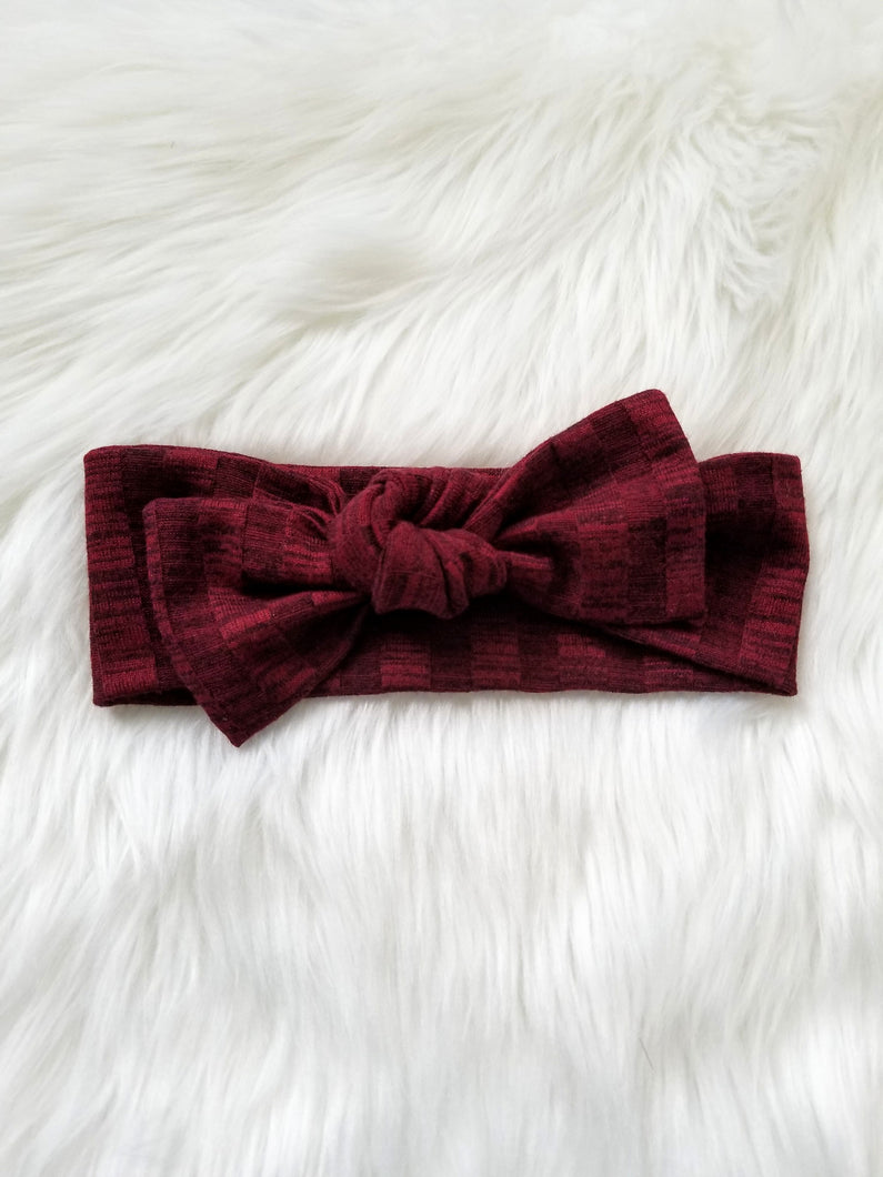 Jessa Ribbed Bow Headwrap - Burgundy - Adassa Rose