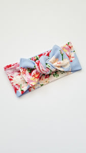 Bow Headwrap | Blue Floral - Adassa Rose