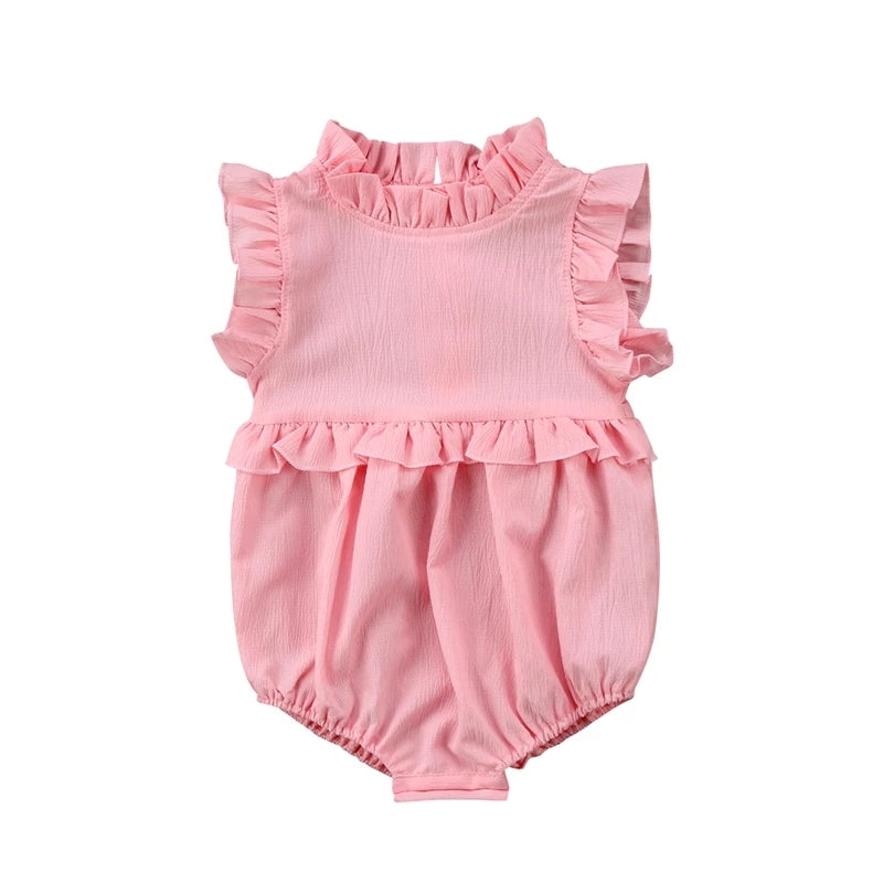 Nora Ruffle Romper Baby Pink - Adassa Rose